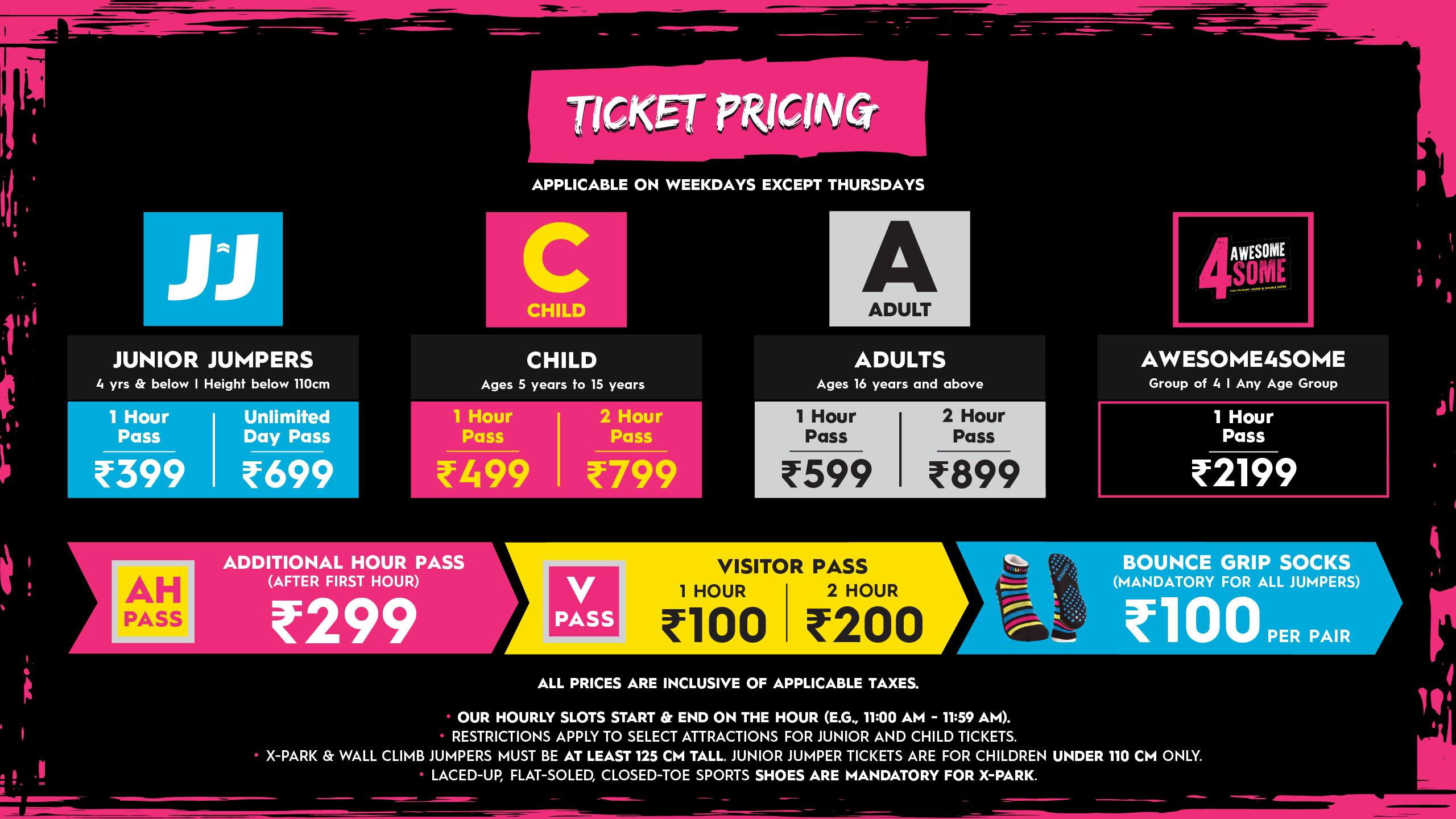BOUNCE Bengaluru ticket pricing