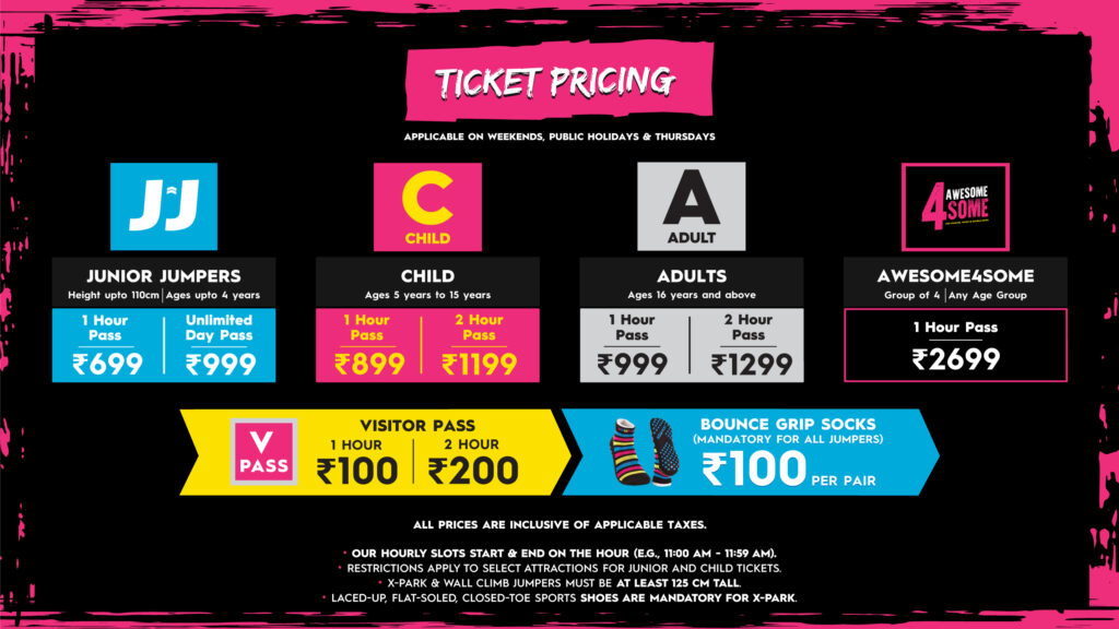 BOUNCE Gurugram ticket pricing