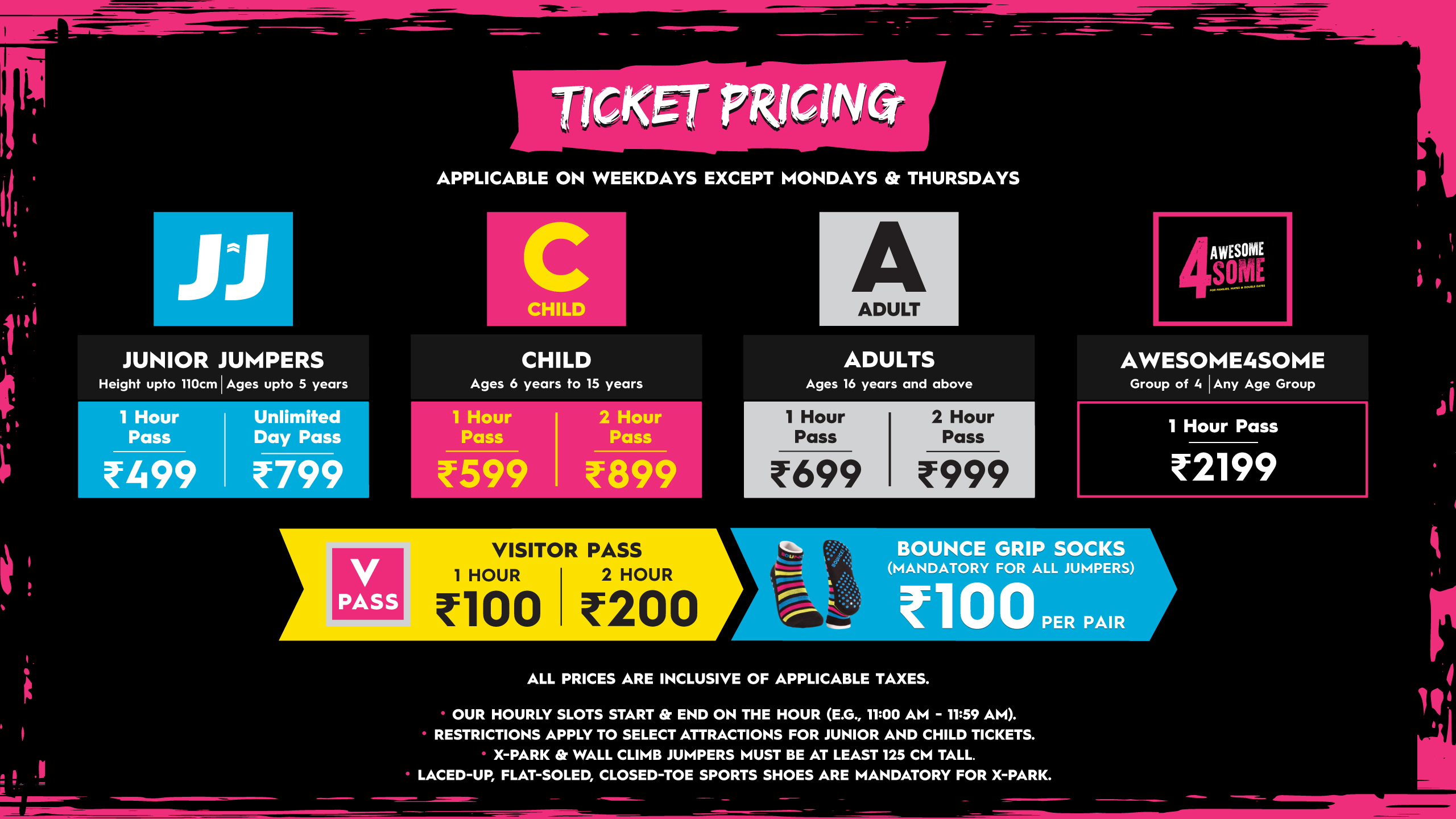 BOUNCE Bengaluru Weekday Ticket Pricing