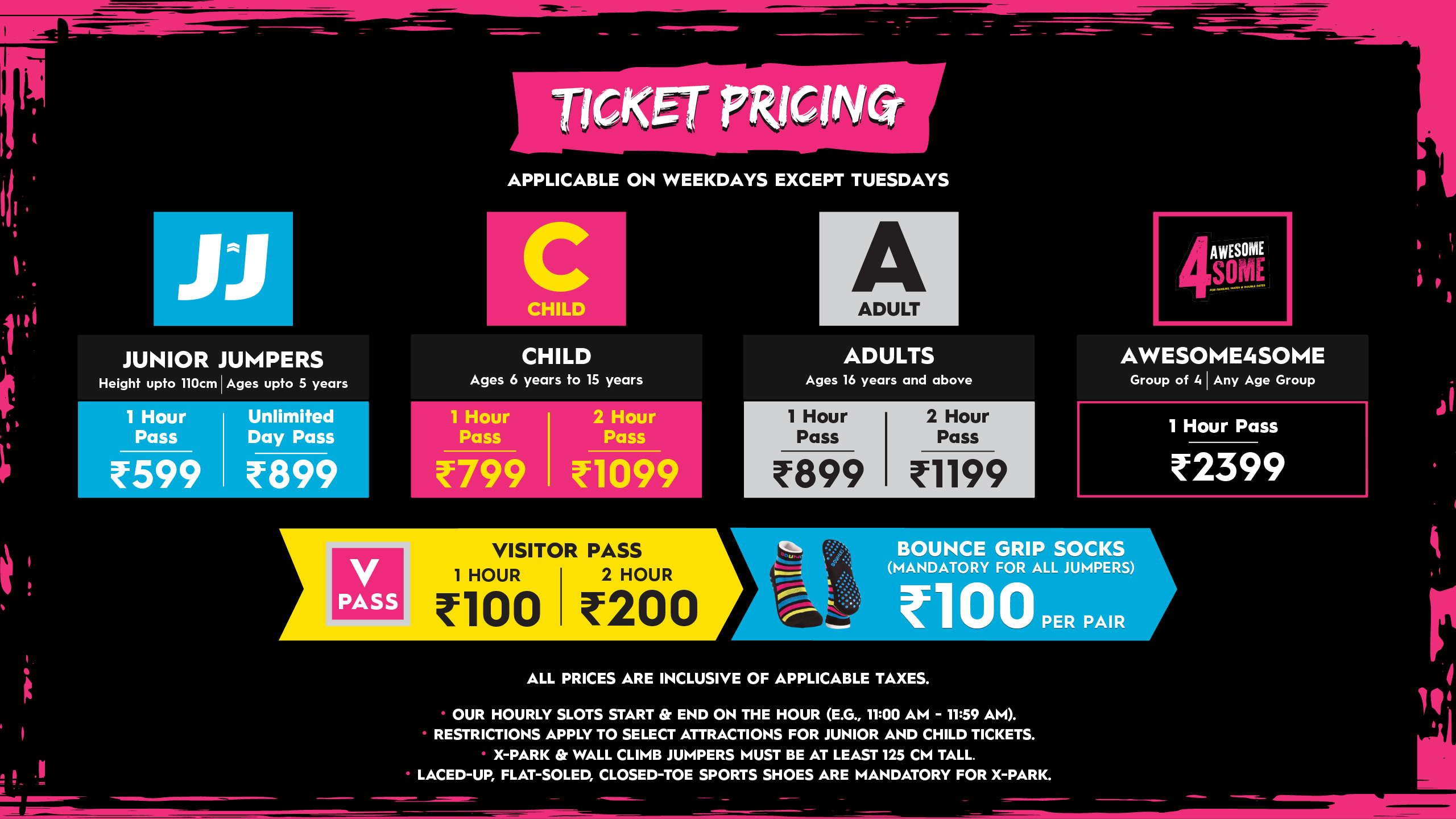 BOUNCE Mumbai Ticket pricing